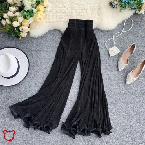 Black Flowy Grunge Goth Pants - Black / XL