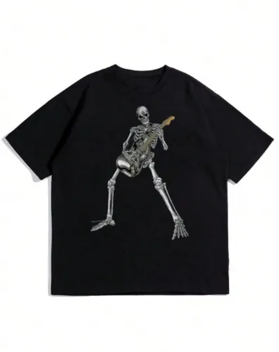 Men's Skull & Guitar Printed T-shirt