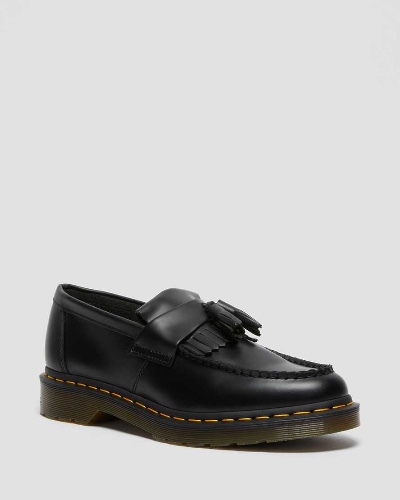 DR MARTENS Adrian Yellow Stitch Smooth Leather Tassle Loafers