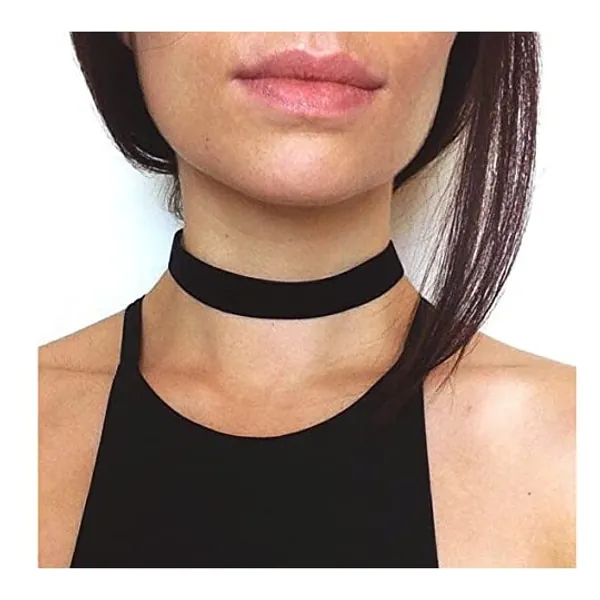 
                            Doubnine Thick Black Choker Velvet Plain Collar Wide Necklace Gothic Jewelry Gift (0.8") (0.8")
                        