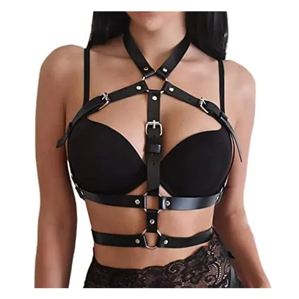 
                            CLOACE Punk Leather Harness Black Bra Body Chain Waist Belts Party Rave Costumes Accessories for Women
                        