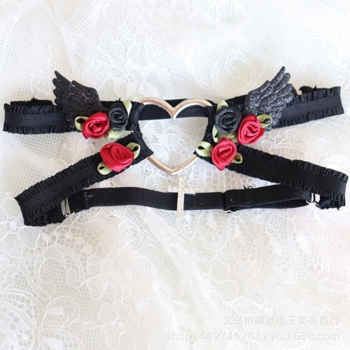 Angelic Rosebud Garter Belts | Black Angel