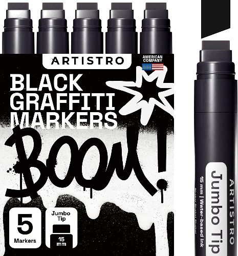 Jumbo tip graffiti markers – set of 5 black markers for graffiti | Default Title