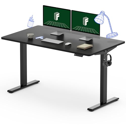 FLEXISPOT EN1 Electric Height Adjustable Standing Desk 55 x 28 Inches Whole-Piece Board Memory Controller Home Office Desk(Black Frame + 55" Black Top) - 55x28 - Black Frame + Black Top