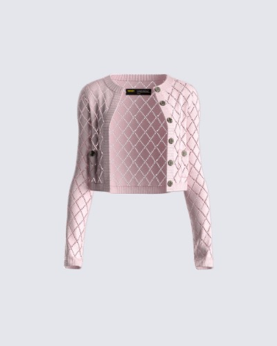 Celine Pink Pattern Knit Cardigan | XS/S
