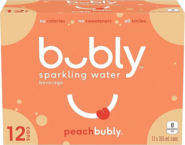 Bubly Sparkling Water peachbubly, 355 mL Cans, 12 Pack - Peach - Sparkling Water