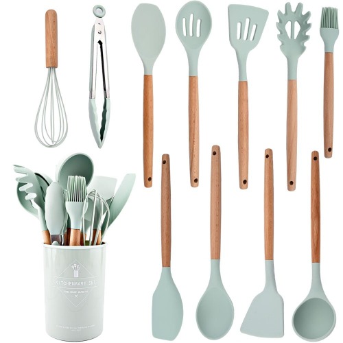 Basic Kitchen Utensil Set - 11 Pc & Pot / Mint Green