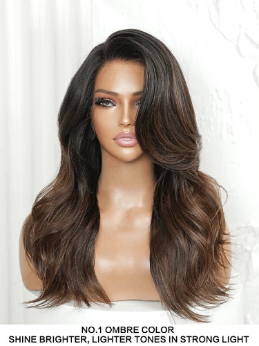 Chase Brown Ombre Human Hair Natural Looking Ready to Wear Glueless Wigs | 16" / Small 21.5in / Cappuccino