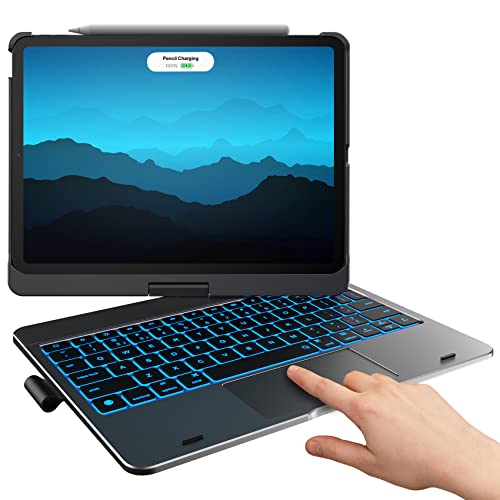typecase Touch iPad Pro 11 3rd Gen Keyboard Case (11", 2021) - Multi-Touch Trackpad & 10 Colors Backlight & 360° Rotatable - Thin & Light for iPad Pro 11, iPad Air 5th & 4th Gen & Pencil - Space Gray