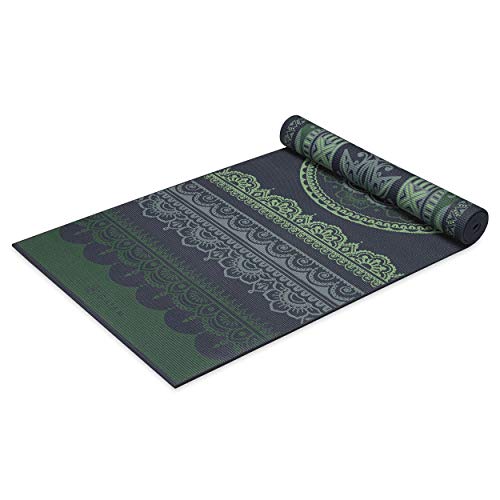 Gaiam Yoga Mat - Premium 6mm Print Reversible Extra Thick Non Slip Exercise & Fitness Mat for All Types of Yoga, Pilates & Floor Workouts (68" x 24" x 6mm Thick) - Boho Folk