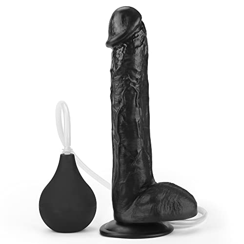 Squirting Dildo Black Dildo, lovetoy 11" Realistic Squirting Dildo Ejaculating Dildo with Enema Bulb Removable, Adult Sex Toy Big Anal Dildo Strap on Thick Huge Large Dildo Suction Cup Dildo Butt Plug - squirt 11"