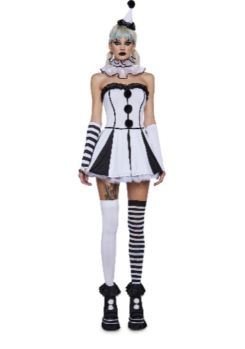 Classic Clown Girl Costume Set | WHITE / Medium