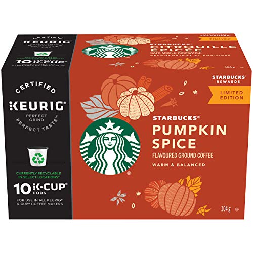 Starbucks Pumpkin Spice Flavoured Ground Coffee K-cup Pods, 10 Count Box, 104 Gram - Pumpkin Spice - 10 Count (Pack of 1)