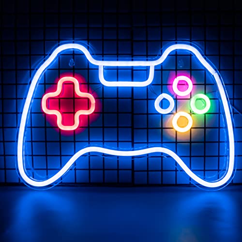 Neon Signs for Bedroom Wall Decor, Gaming Neon Lights for Game Room Decor, Game Controller USB Powered Switch LED Light Up Sign Cool Gamer Wall Decoration Gifts for Teen Boy Girl, Man Cave, Arcade (B- Game)