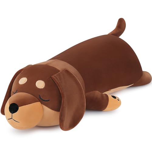 30'' Giant Dachshund Dog Plush Stuffed Animal- Weiner Dog Plush Pillow Plushies, Large Sleeping Dachshund Plush Toy, Cute Hugging Weiner Dog Stuffed Animal, Birthday Gifts for Kids Girls Boys - Dachshund Dog