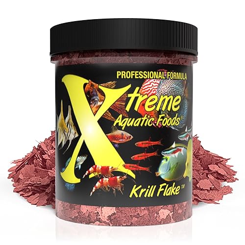 Xtreme Krill Flakes - Premium Max Protein Freshwater Fish Food with 100% Krill and Shrimp, & Vitamins for Optimal Immune and Digestive Health, Boosts Color & Energy – USA Farm Grown (1oz) - 1 Ounce (Pack of 1)