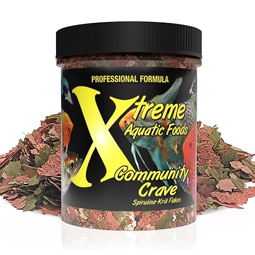 Xtreme Community Crave Flake - Krill & Spirulina Blend for Vibrant Colors, Immune Support and Digestive Health, Tropical & Freshwater Fish Nutrition – Premium Community Aquarium Food (1oz) - 1 Ounce (Pack of 1)