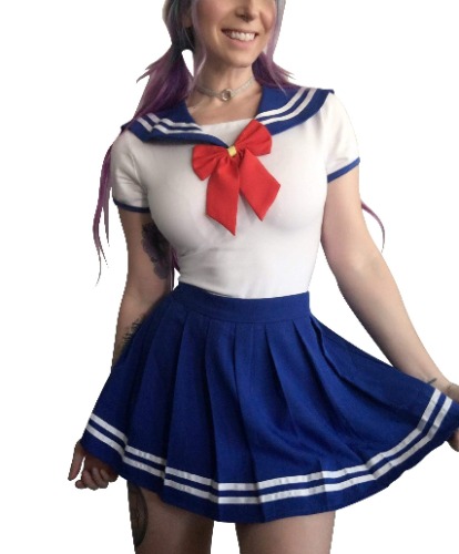 LittleForBig Adult Baby Onesie Diaper Lover (ABDL) Snap Crotch Romper Onesie Pajamas - Cosplay Magical Onesie Skirt Set Pink S - X-Small - Sailorblue