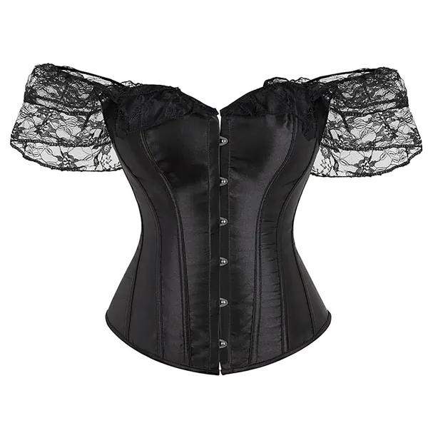 Zzalalana Women's Vintage Lingerie Corsets Plus Size Gothic Bustier Tops Lace Ruffle Steel Boned Push Up Body Shaper