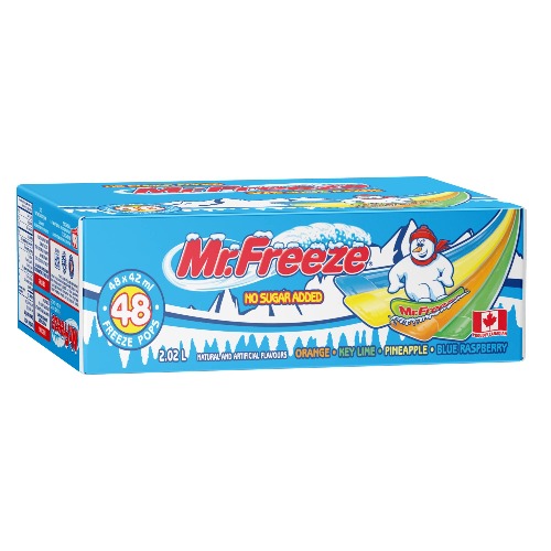 Mr. Freeze, No Sugar Added Freeze Pops - Assorted Flavours (4), 48 x 42ml