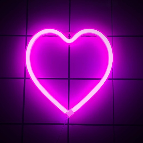 Heart Neon Signs Lights for Wall Decor, USB/Battery Decorative Pink Heart Neon Sign, LED Night Light for Valentine's Day Decoration, Bedroom, Living Room, Girls Room - I-Heart