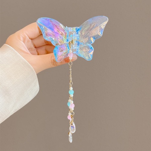 Crystal Butterfly Claw Hair Clip - Blue