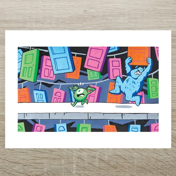 Monsters Inc - Mike and Sully Doors Posca Print (A5)