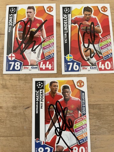 Match Attack JOB LOT 3 X MANCHESTER UNITED Signed Cards
