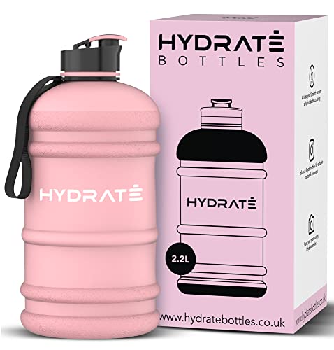 HYDRATE XL Jug 2.2 Litre Water Bottle - BPA Free, Flip Cap, Leak Proof Big Water Bottle Ideal for Gym, Adults, Clear Water Container Large Sports Bottle, Extra Strong Material Water Jug (Matte Pink) - 2.2 Litre - Matte Pink
