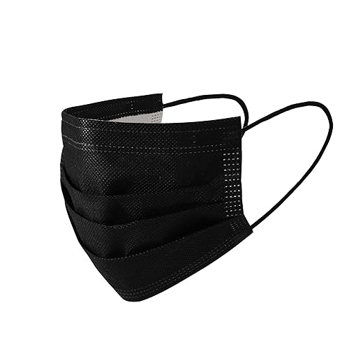 Komonee Face Mask 3 Ply Disposable Dustproof Mouth Cover Covering For Men Women Outdoors Indoors Cycling Ski Protection (Pack of 10) - Black