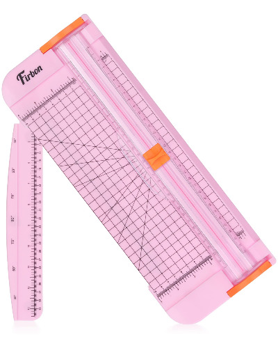 Firbon A4 Paper Cutter 12 Inch Titanium Straight Paper Trimmer with Side Ruler for Scrapbooking Craft, Paper, Coupon, Label, Cardstock(Pink) - Pink