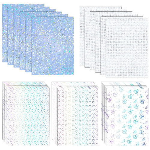 Dreamtop 30 Sheets Holographic Sticker Paper, Holographic Laminate Sheets for Stickers Transparent Holographic Overlay Transparent Holographic Overlay, A4 Size, 8.3 x 11.7 Inch
