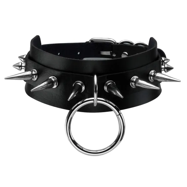 JJDreams PU Leather Choker Punk Gothic O Ring Studded Spike Rivet Collar Necklace Cosplay Costume Accessories for Men Women Adjustable