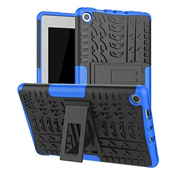Maomi for Amazon Fire 7 case 2019 2017 Release (9th/7th Generation),Kickstand Shock-Absorption Heavy Duty Armor Defender Cover for Kindle fire 7 Inch Tablet (Blue)