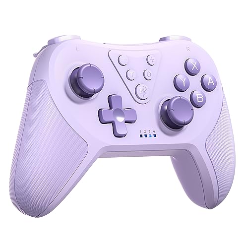 EasySMX Wireless Controller Switch, Bluetooth Controller für Nintendo Switch, Switch Controller mit 6-Axis Motion, Aufwecken, einstellbare Turbo & Dual Vibration Funktion-Lila - Violett