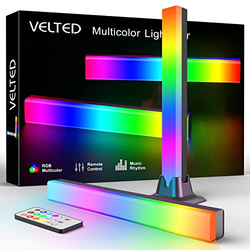 velted RGB Light Bar, Music Sync RGB IC LED Lights Bars, USB Powered Ambient Lighting, Remote Control Color Changing Gaming TV Backlight, 8 Dynamic Modes for PC Room Monitor Desk - Remote Control