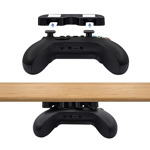 Mcbazel Under Desk Mount for Xbox Series X/S, Xbox One X/S, Xbox One, Xbox 360, Switch Pro Controller, Table Stand Holder Compatible with Xbox and Switch Pro Controller - Black - Black
