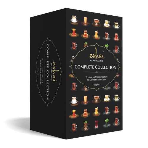 Eshai Complete Collection Box - Assorted Tea Sampler Gift Set - 15 Sachets of Black Tea, Green Tea, Herbal & Fruit Tisanes - 155g Box Loose Leaf Tea