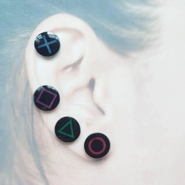 Playstation button stud earrings