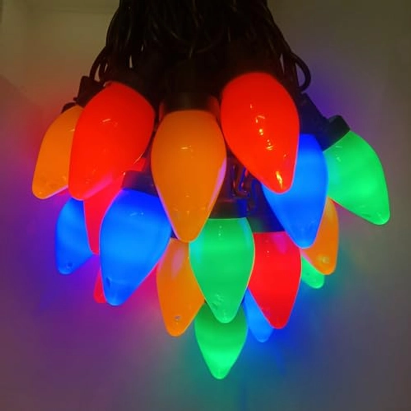 Christmas Lights String Outdoor 25Ft C7 LED Multicolor Christmas Lights with 25 Shatterproof Colored Bulbs, Vintage Christmas Lights Indoor String Lights Outside for Porch Patio Party Christmas Decor