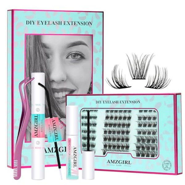 Diy Lash Extension Kit Eyelash Clusters Individual Lashes Extensions Kits With Cluster Lashes Wispy,Lash Bond & Seal,Eyelashes Remover And Applicator at Home Lash Extensions Kit(ASA,D-Mix8-16mm kit)