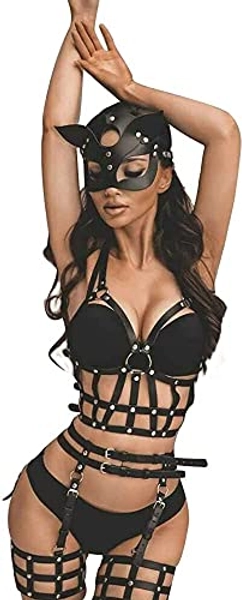 MEBCHAR Leather Body Harness Gothic Garter Belts