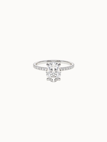 Solitaire Diamond Engagement Ring with Pavé Band