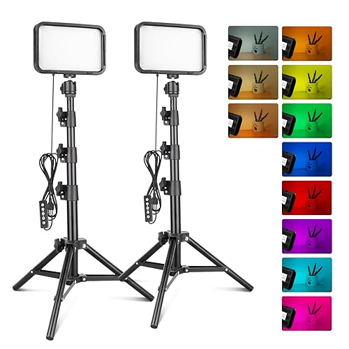 Torjim RGB Photography Video Lighting,Studio Lights with Adjustable Tripod Stand - 16 Color Lighting for Video Recording/YouTube/TikTok/Live Streaming/Make up/Vlogging