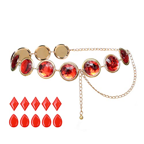 C-ZOFEK Women's Anime Cosplay Waist Belt Stone Chain for Costumes Props - Red-1