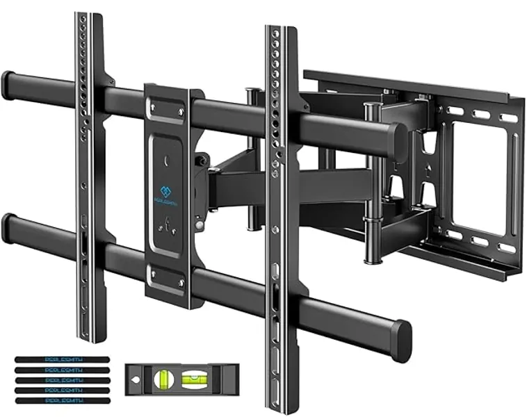 PERLESMITH Full Motion TV Wall Mount for Most 37-82 Inch LED, LCD, Flat Curved TVs up to 132lbs VESA 600×400, TV Mount with Dual Articulating Arms with Tilt and Extension, Fits 16inch Studs - PSLFK1