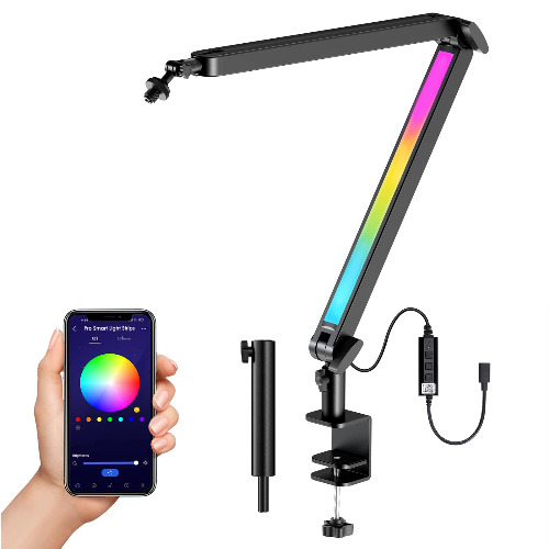 Mic Boom Arm with RGB Light for Shure SM7B, Hyperx Quadcast s, Blue Yeti, and Most USB Microphone, Premium Mic Arm Great for Podcasting, Gaming and Streaming. Innovative Microphone Stand by YOUSHARES - Mic Arm with RGB Light