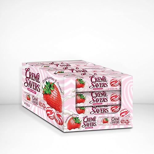 CREME SAVERS Strawberries and Creme Hard Candy, 24 Count, 0.11 Pounds - Strawberries and Creme - 24 Count (Pack of 1)