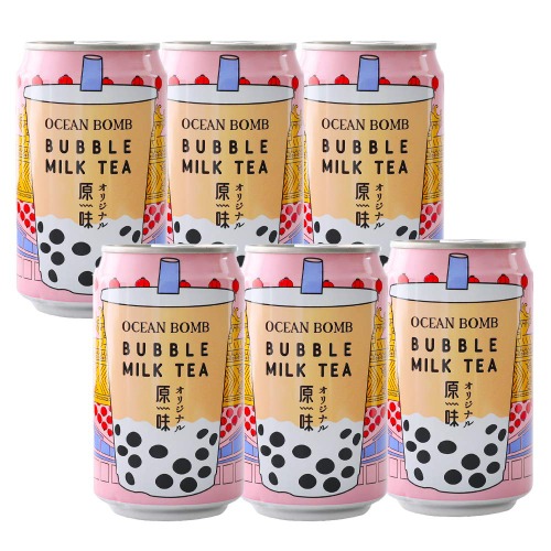 Ocean Bomb Boba Tea Tapioca Pearls, Canned Bubble Popping Milk Tea, Ready to Drink in a Can (Original, 6 Pack) - Original 10.65 Fl Oz (Pack of 6)