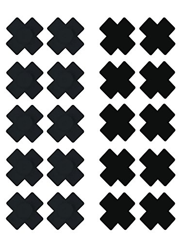 10 Pack Disposable X, Plus Sign, Cross Adhesive Satin Nipple Cover Pasties Stickers - Black